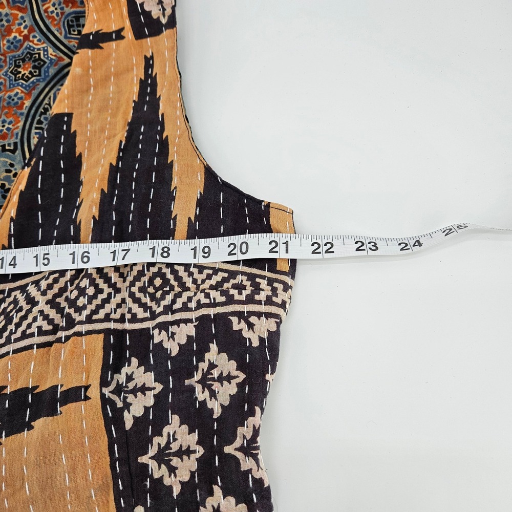 Patterned Cotton Vest in Mustard and Navy - Picture 5 of 9
